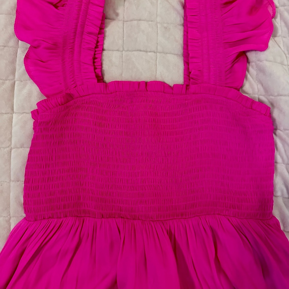 Pink Ruffled Midi Dress - Picture 3 of 5